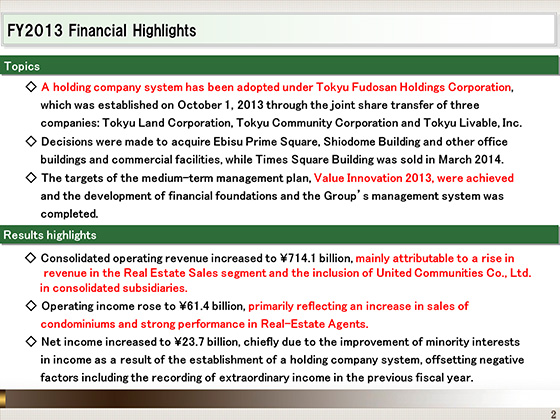 FY2013 Financial Highlights