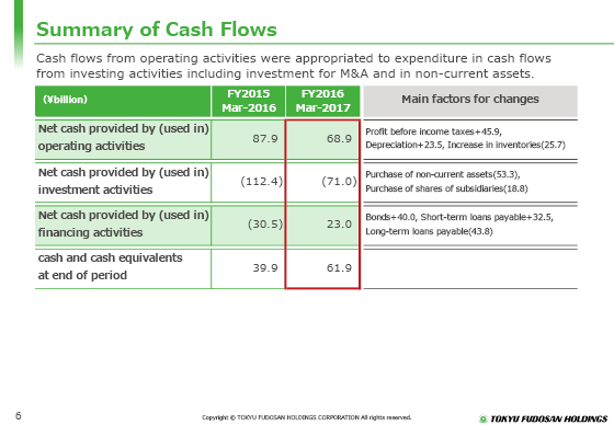 Summary of Cash Flows