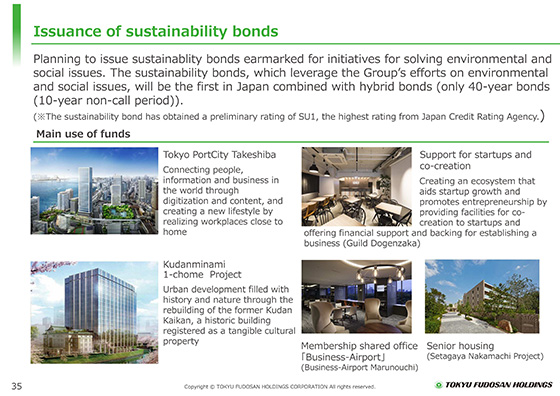 Issuance of sustainability bonds