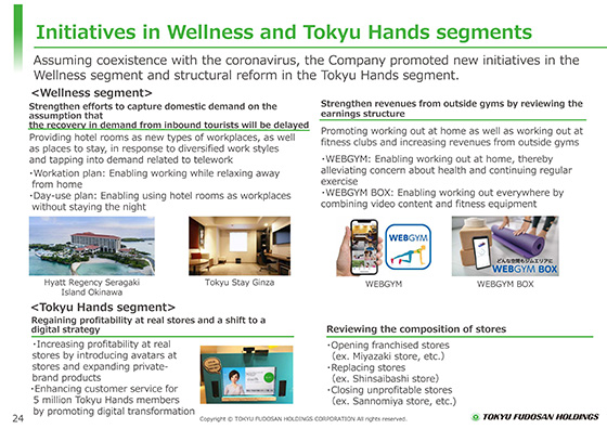 Initiatives in Wellness and Tokyu Hands segments
