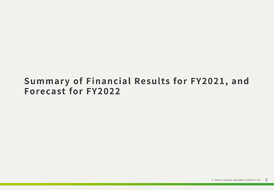 Summary of Financial Results for FY2021, and Forecast for FY2022