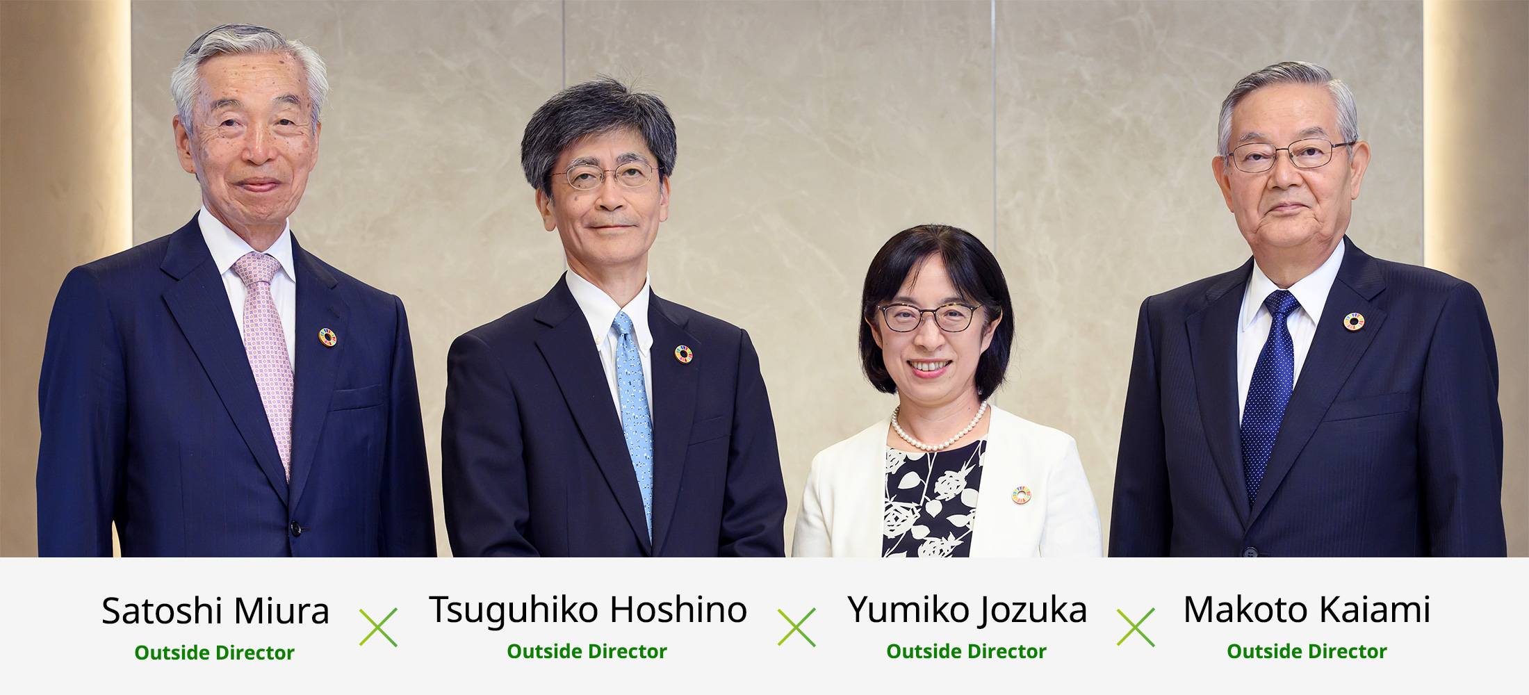 Outside Director Satoshi Miura Outside Director Tsuguhiko Hoshino Outside Director Yumiko Jozuka Outside Director Makoto Kaiami