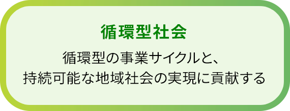 循環型社会　循環型の事業サイクルと、持続可能な地域社会の実現に貢献する